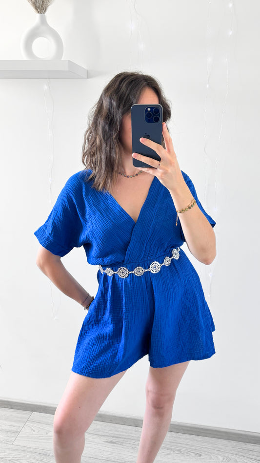Combi-short En Gaze De Coton CHARLIE Bleu