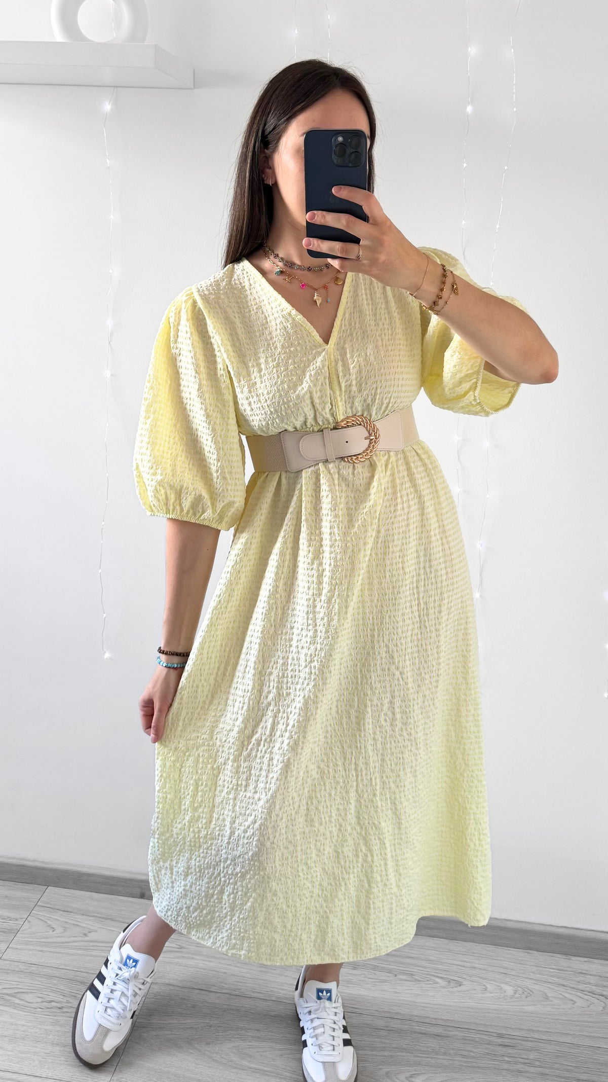 Robe Mi-Longue VICHY Jaune