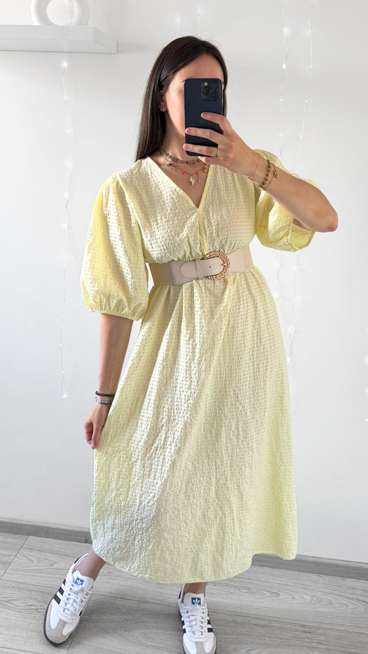 Robe Mi-Longue VICHY Jaune