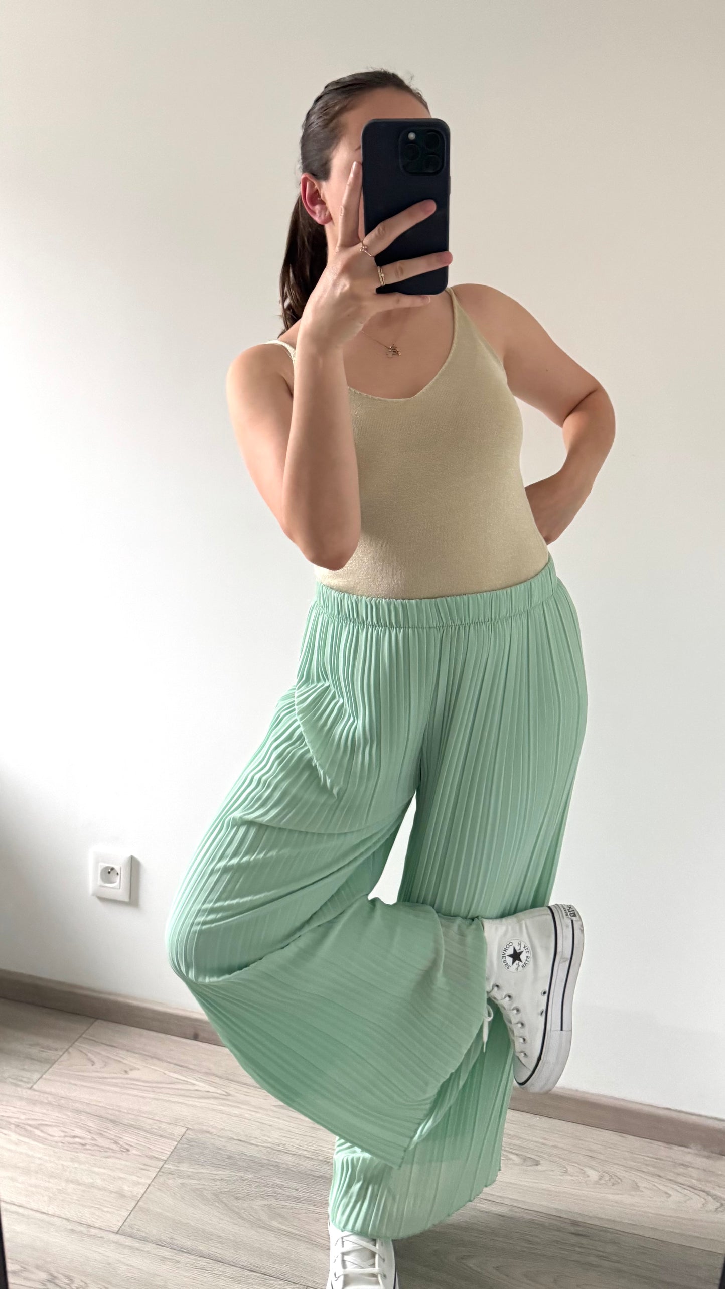 Pantalon plissé ROMANE Vert d’eau