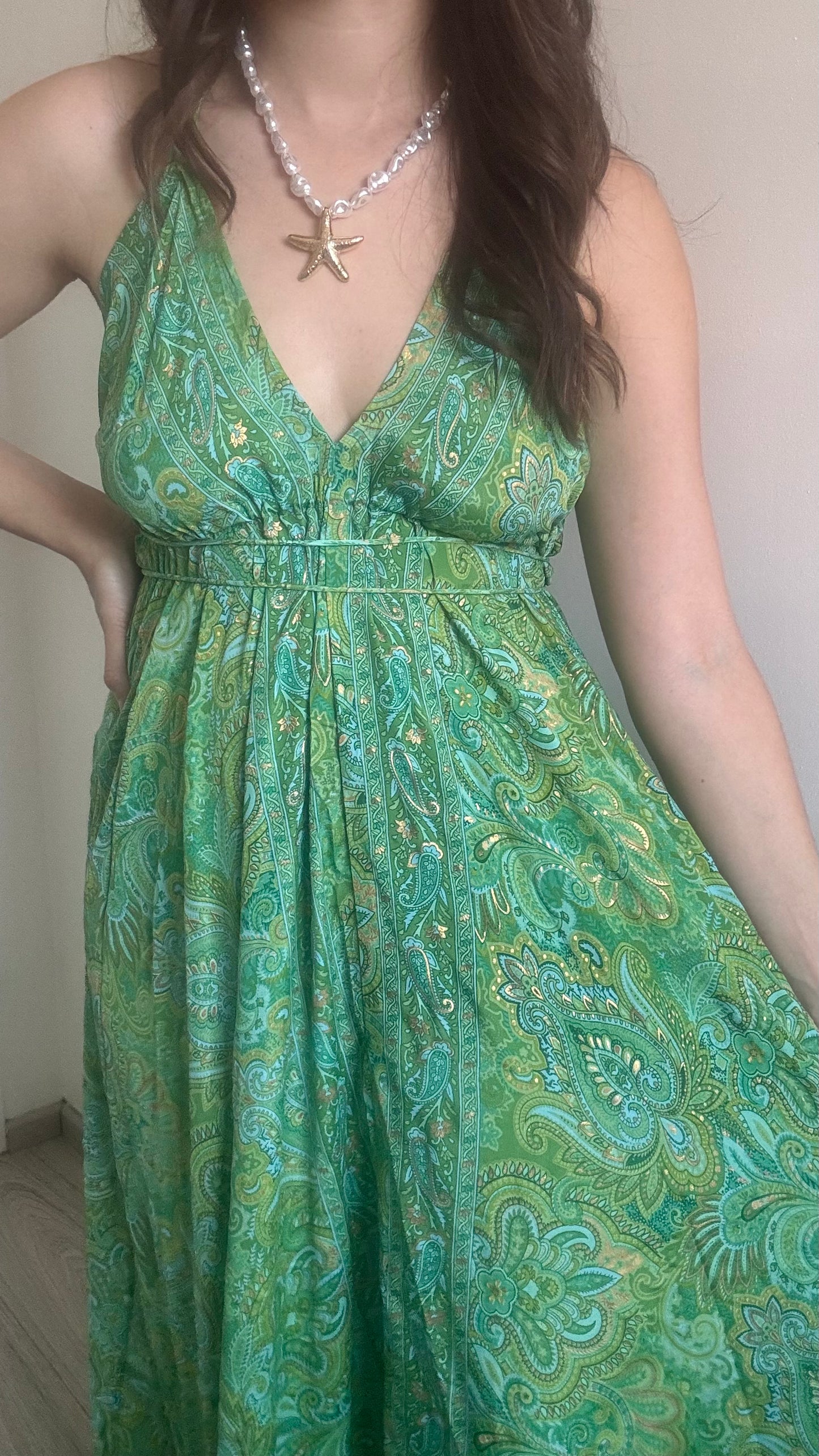 Robe Bohème Dos Nu VERT