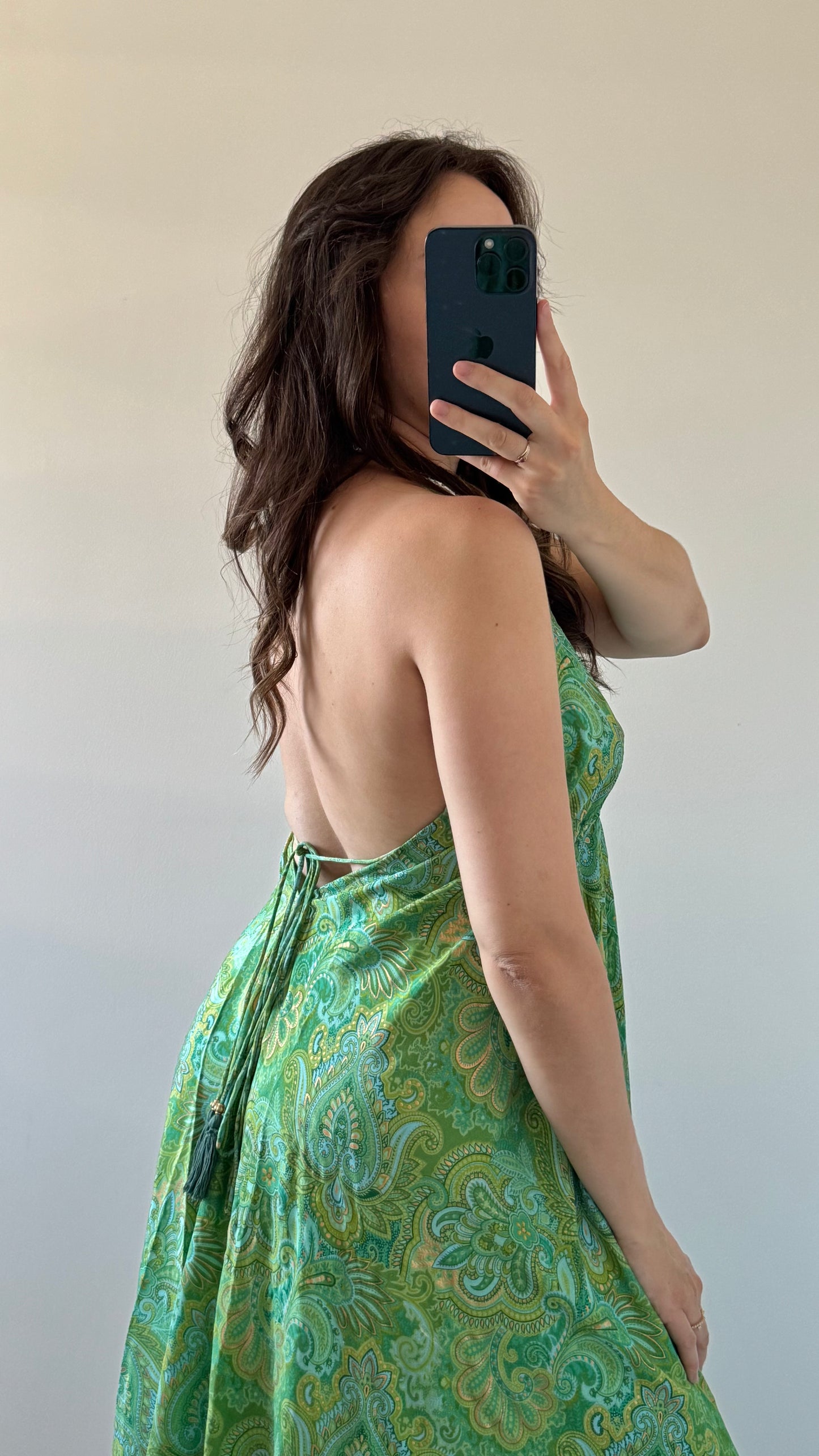 Robe Bohème Dos Nu VERT