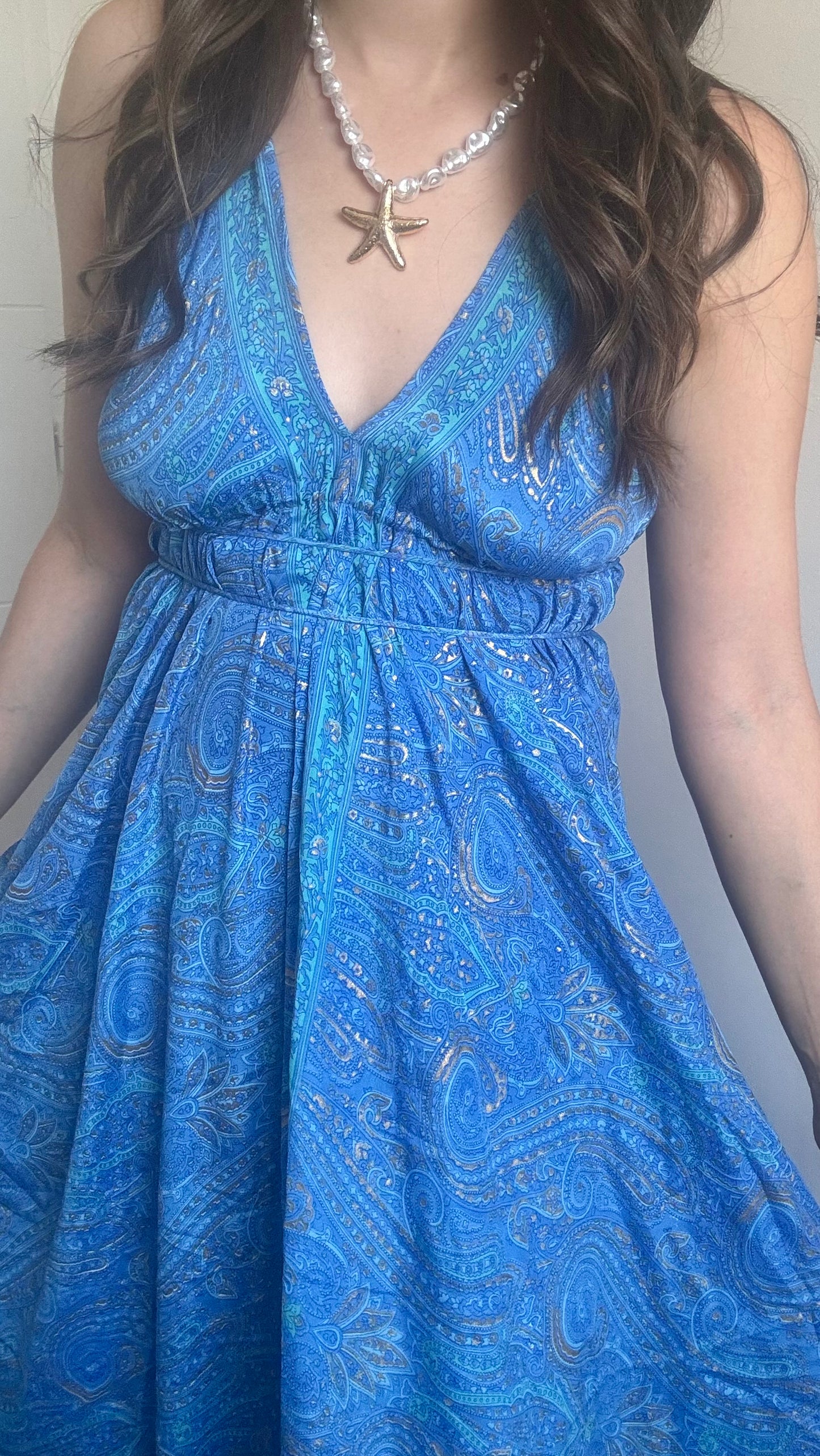 Robe Bohème Dos Nu BLEU