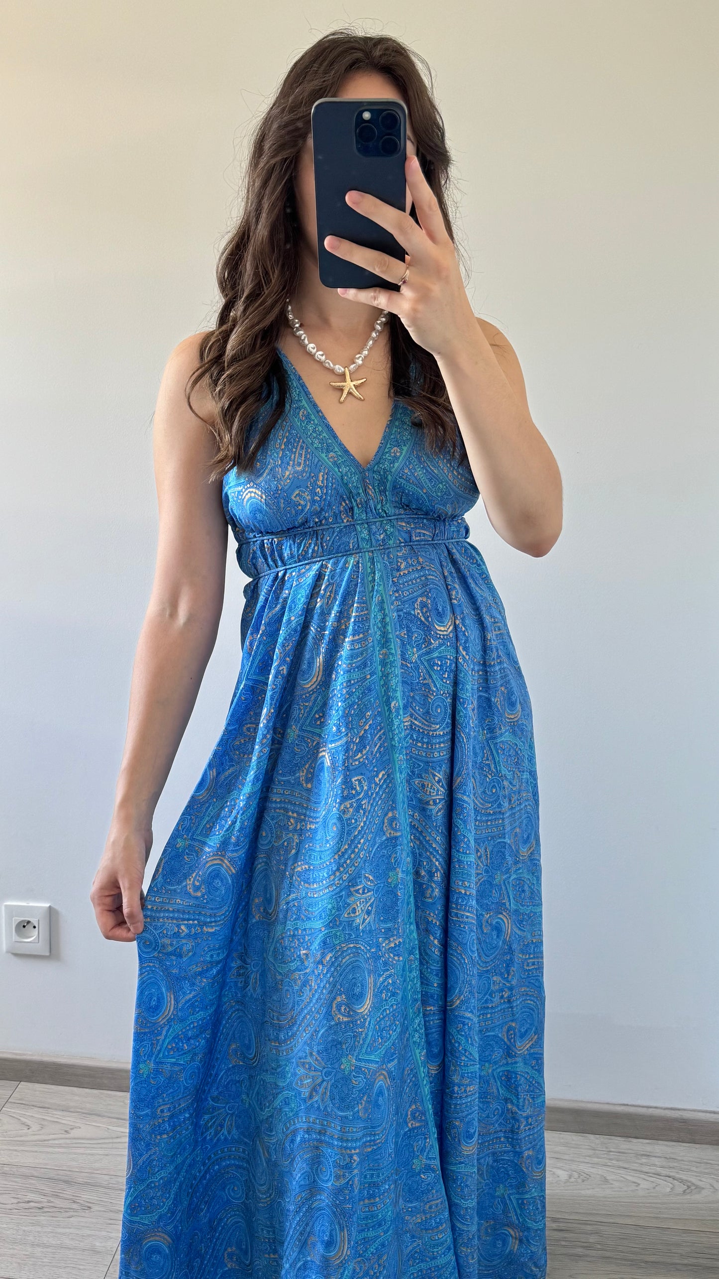 Robe Bohème Dos Nu BLEU