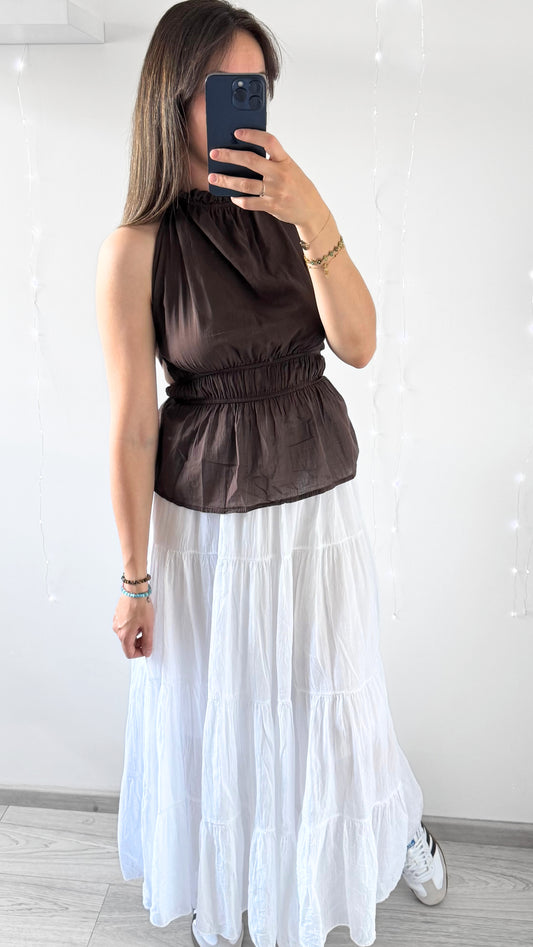 Jupe Longue CÉLIA En Coton Blanc