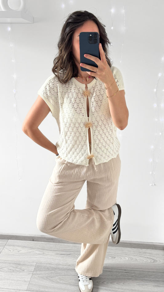 Pantalon Gaze De Coton LILOU Beige