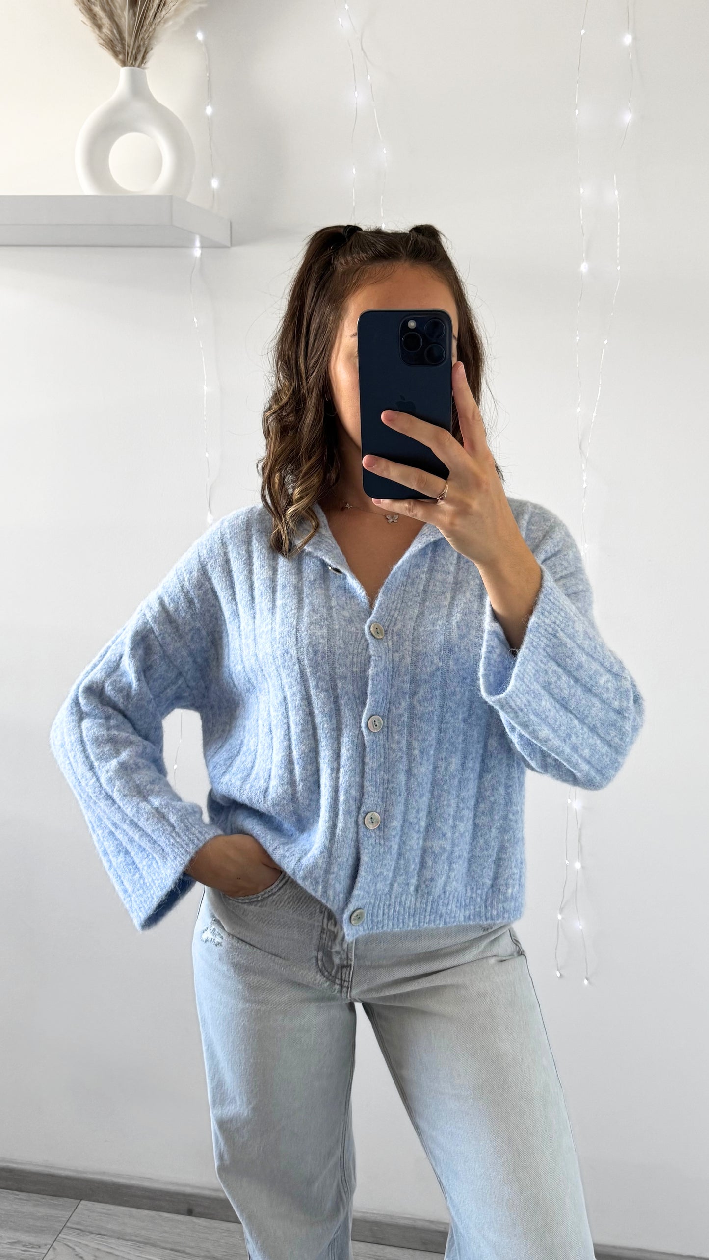 Gilet Côtelé ESTELLE Bleu Clair