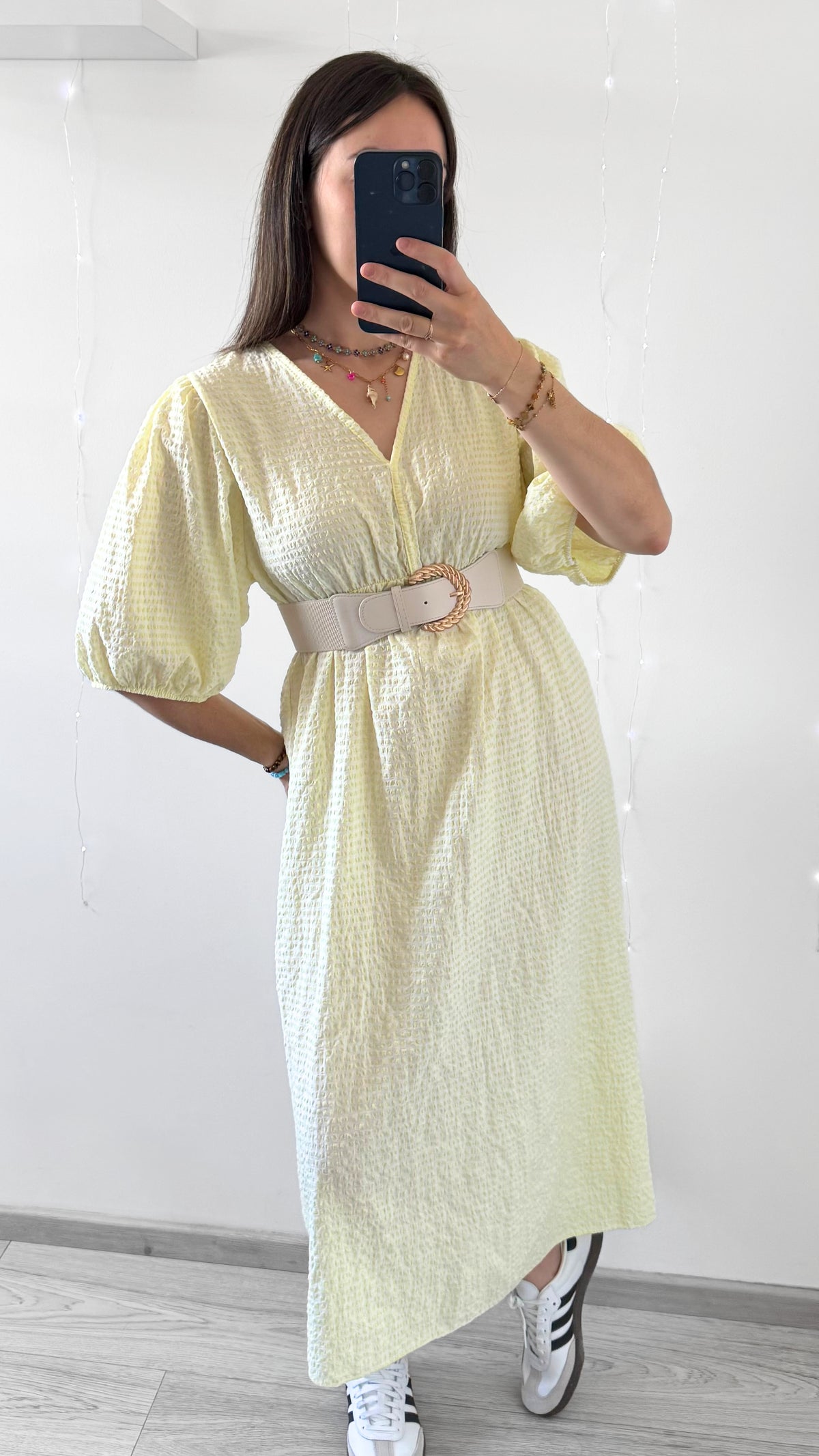 Robe Mi-Longue VICHY Jaune