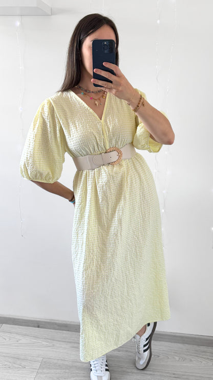 Robe Mi-Longue VICHY Jaune