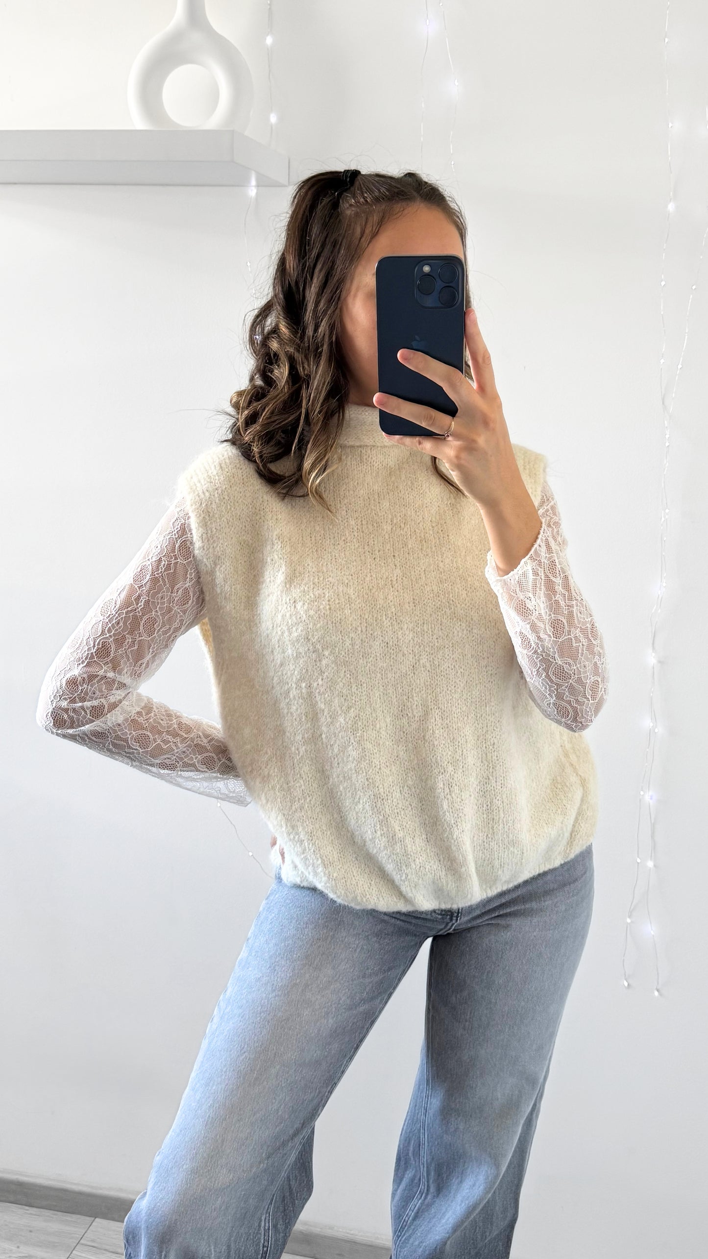 Pull Sans Manches Dos Nu EMILIE Écru