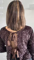 Top Velours À Sequins Avec Noeuds KELLY Chocolat