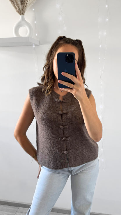 Gilet Sans Manches OPHÉLIA Marron