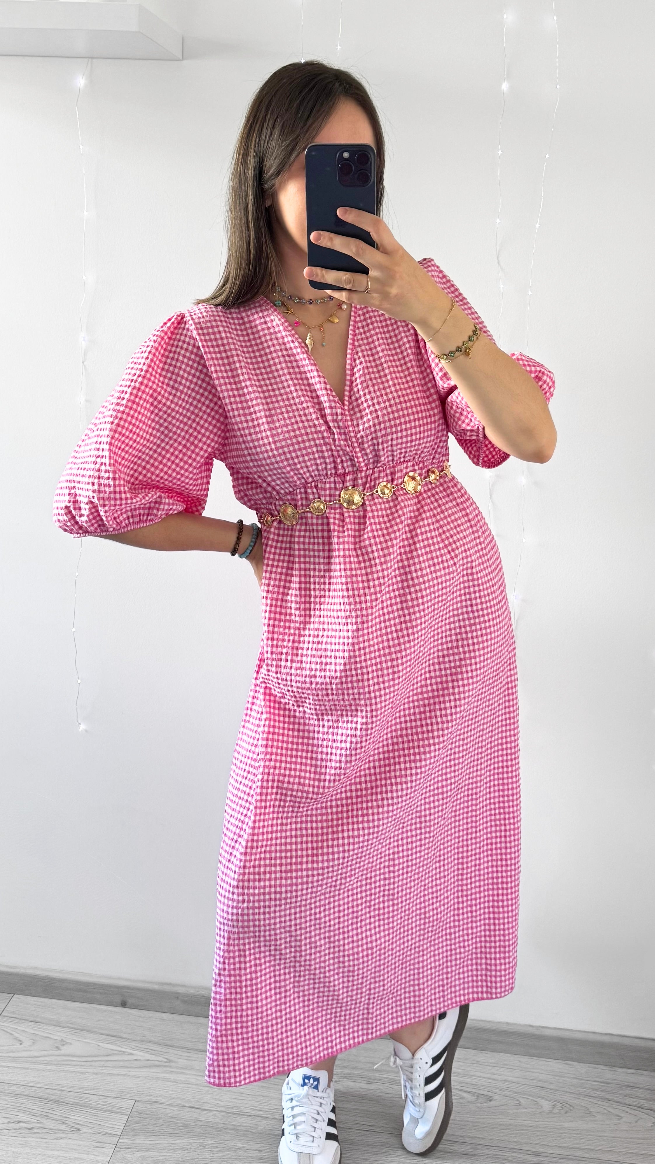 Robe Mi-Longue VICHY Rose