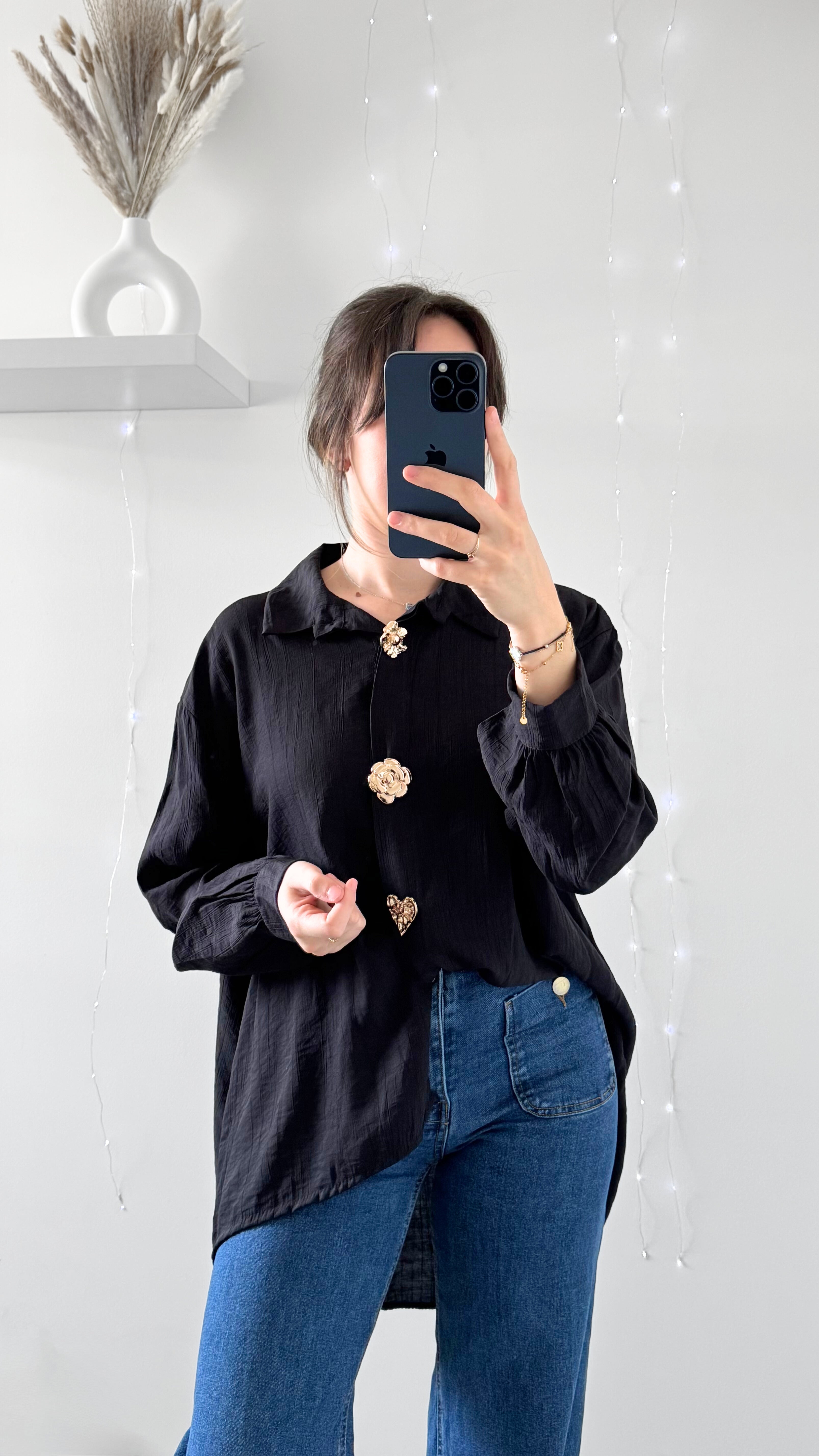 Chemise Avec Broches SOLÈNE Noir
