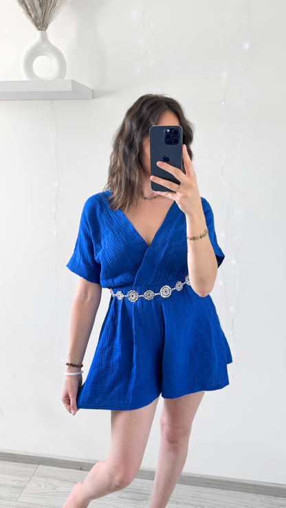 Combi-short En Gaze De Coton CHARLIE Bleu