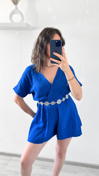 Combi-short En Gaze De Coton CHARLIE Bleu