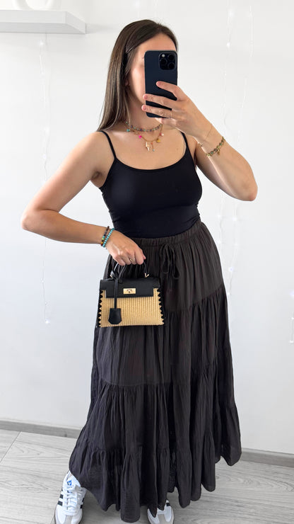 Jupe Longue CÉLIA En Coton Chocolat
