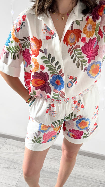Short À Motifs GABRIELA Blanc