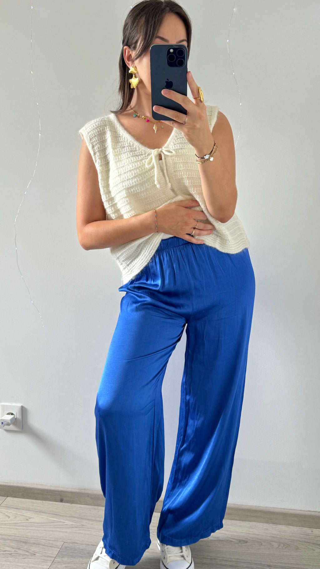 Pantalon satiné SALOMÉ Bleu