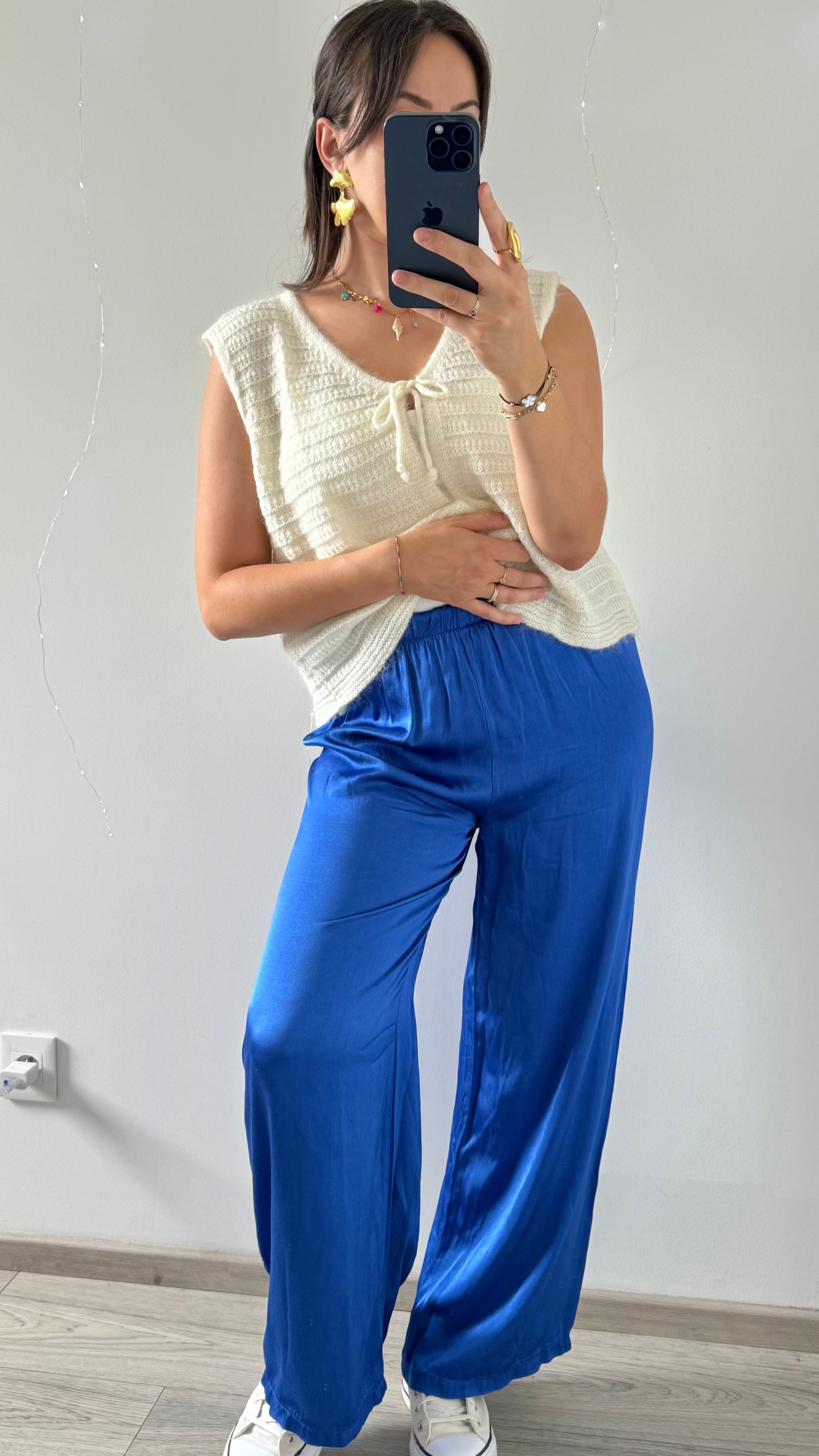 Pantalon satiné SALOMÉ Bleu