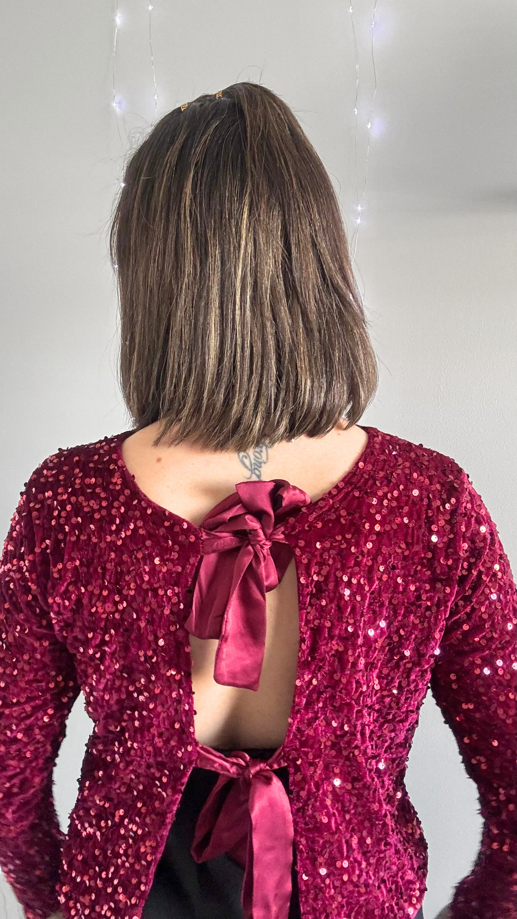 Top Velours À Sequins Avec Noeuds KELLY Rouge