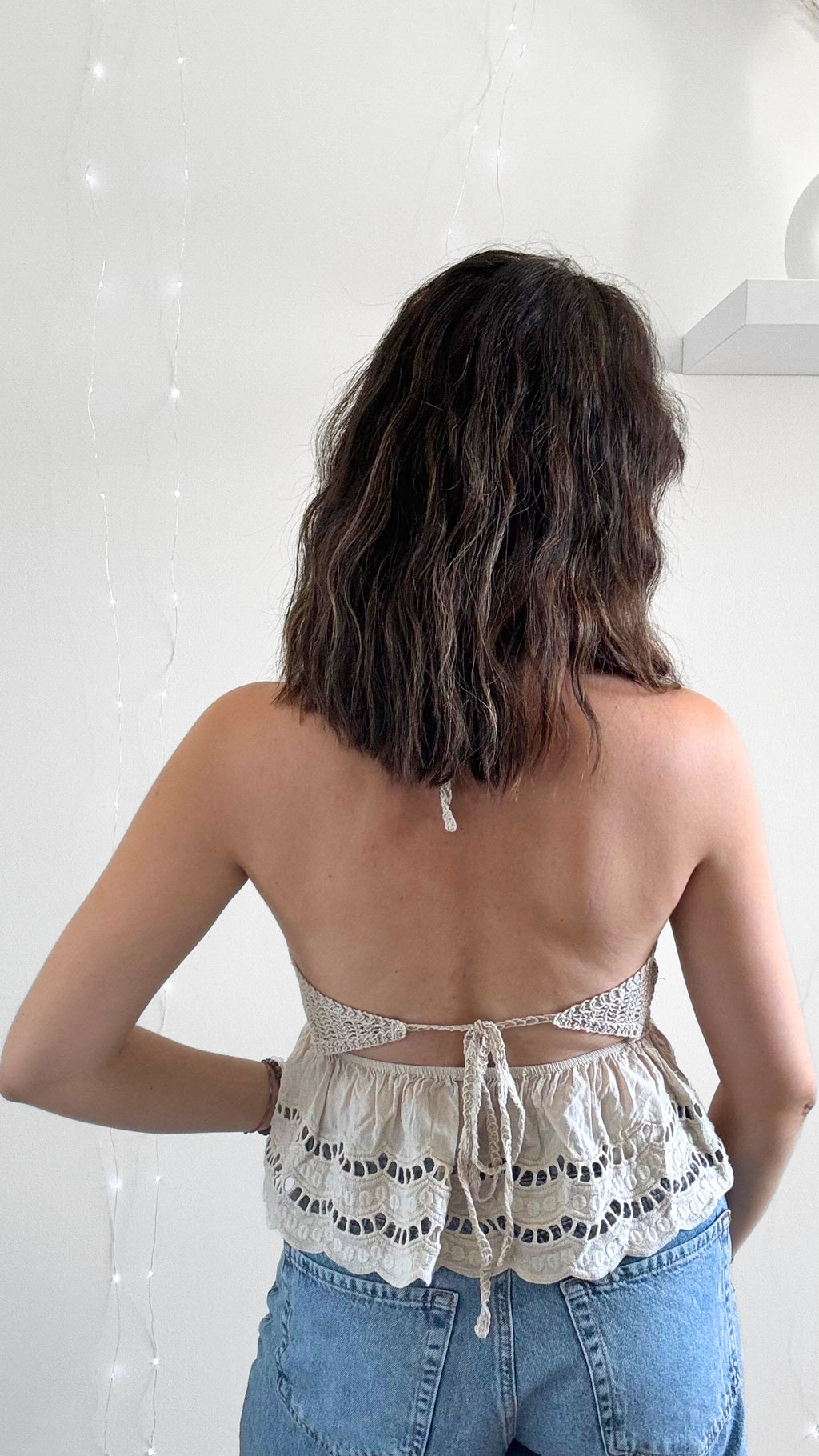 Top En Crochet Et Coton ÉLIA Beige