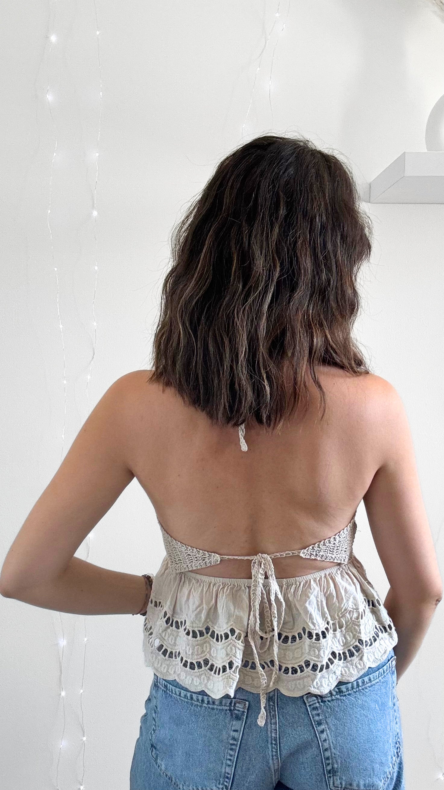 Top En Crochet Et Coton ÉLIA Beige