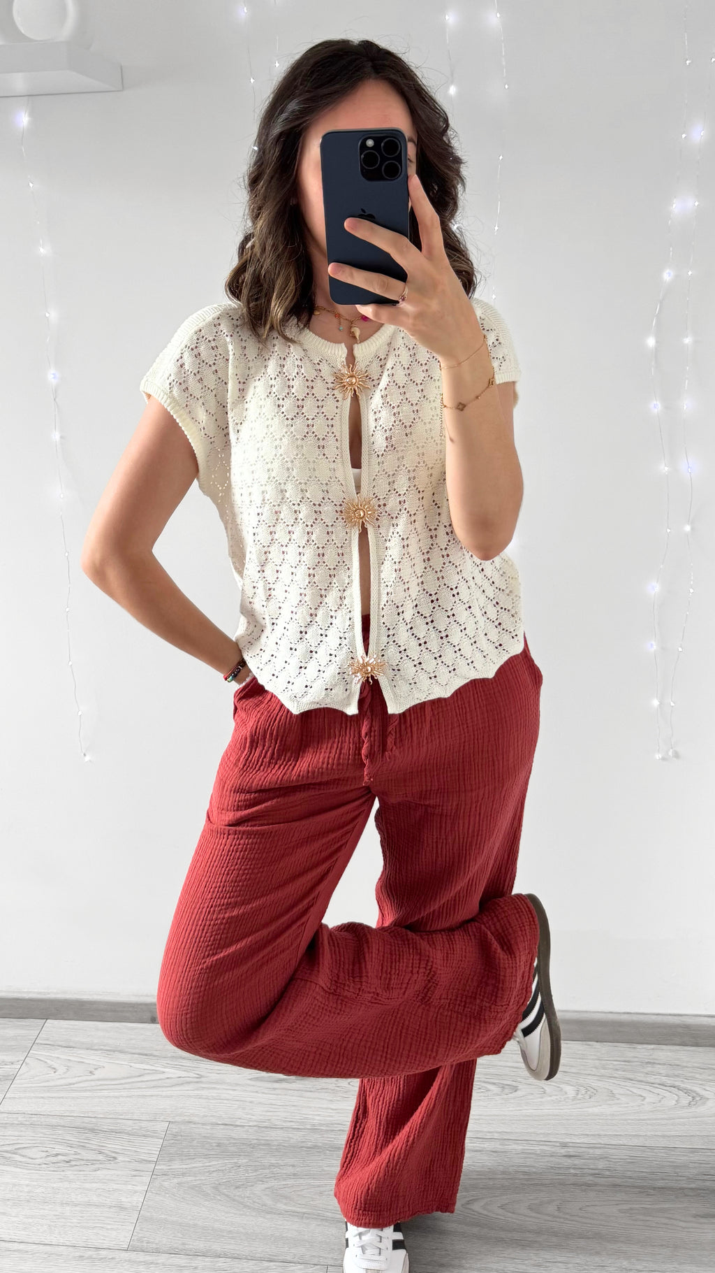 Pantalon Gaze De Coton LILOU Terracotta