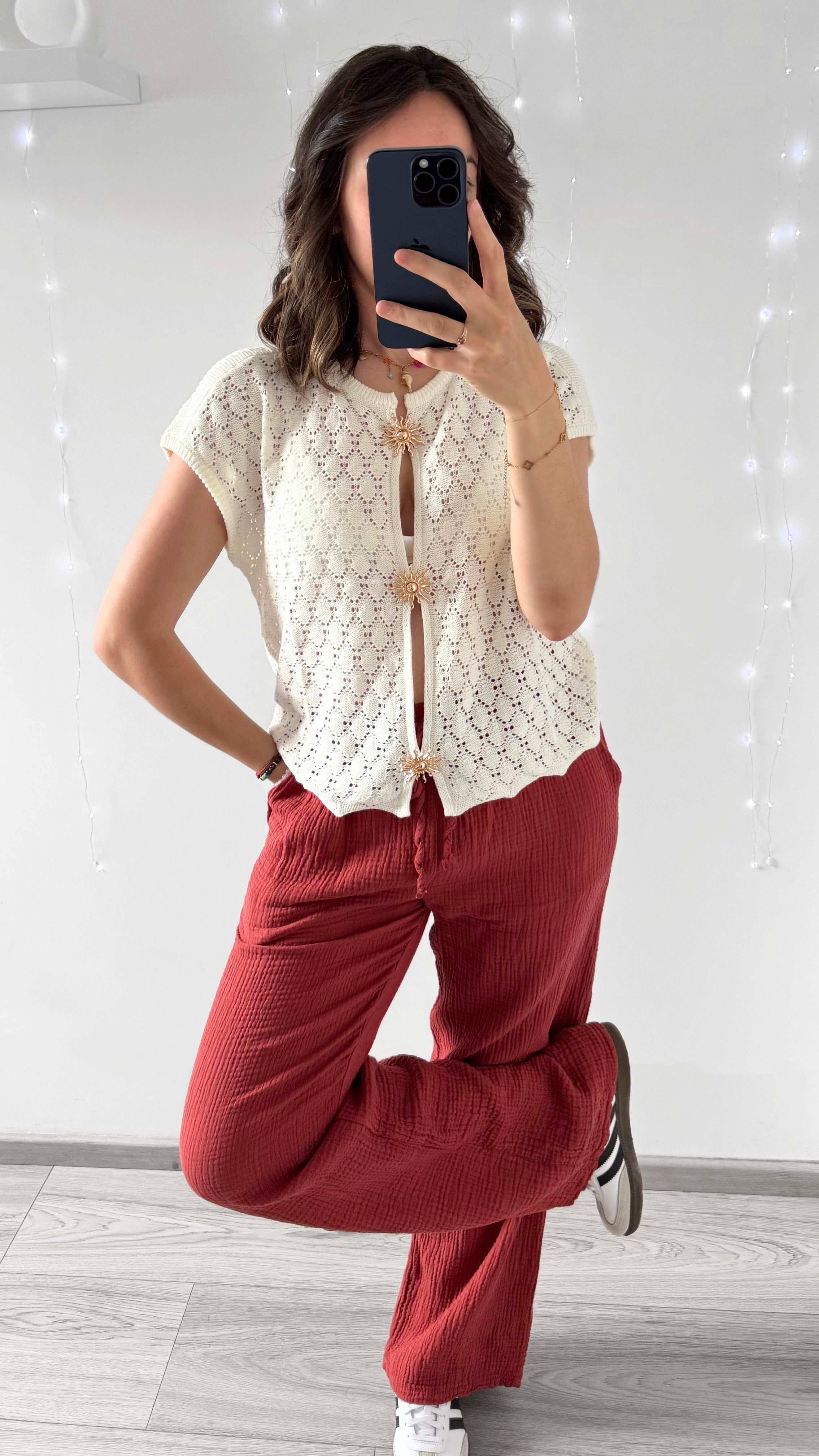 Pantalon Gaze De Coton LILOU Terracotta