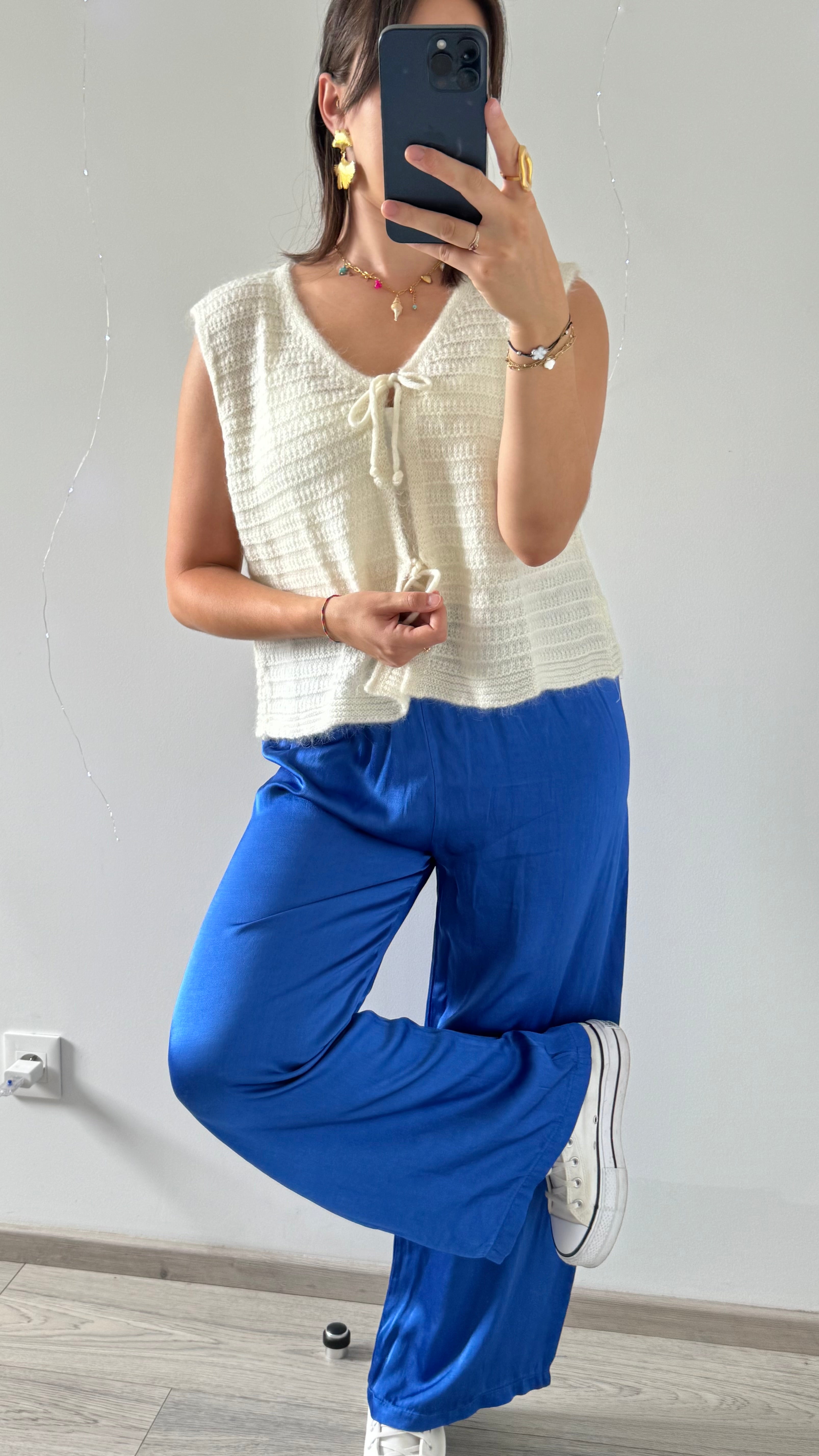 Pantalon satiné SALOMÉ Bleu