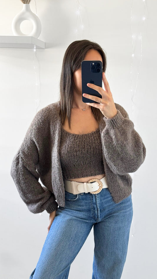 Gilet + Top JESSY Marron Clair