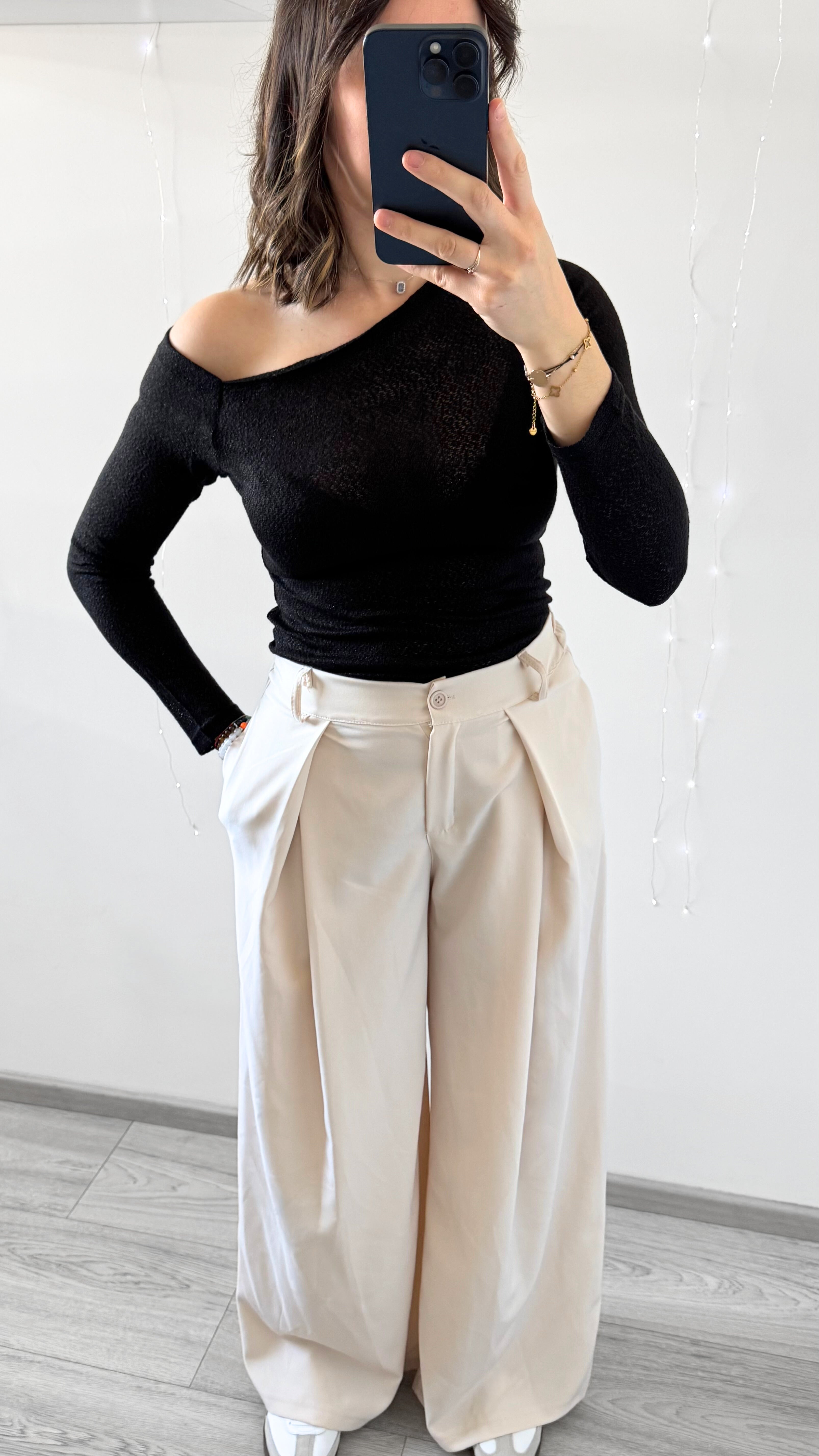 Pantalon Large VICTORIA Beige