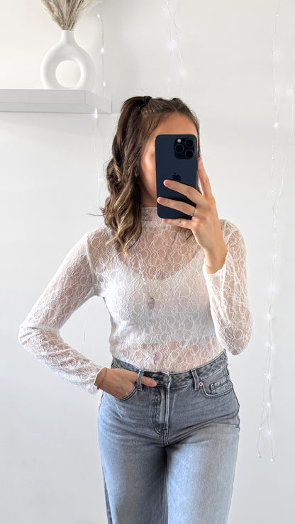 Sous Pull Dentelle ELY Blanc