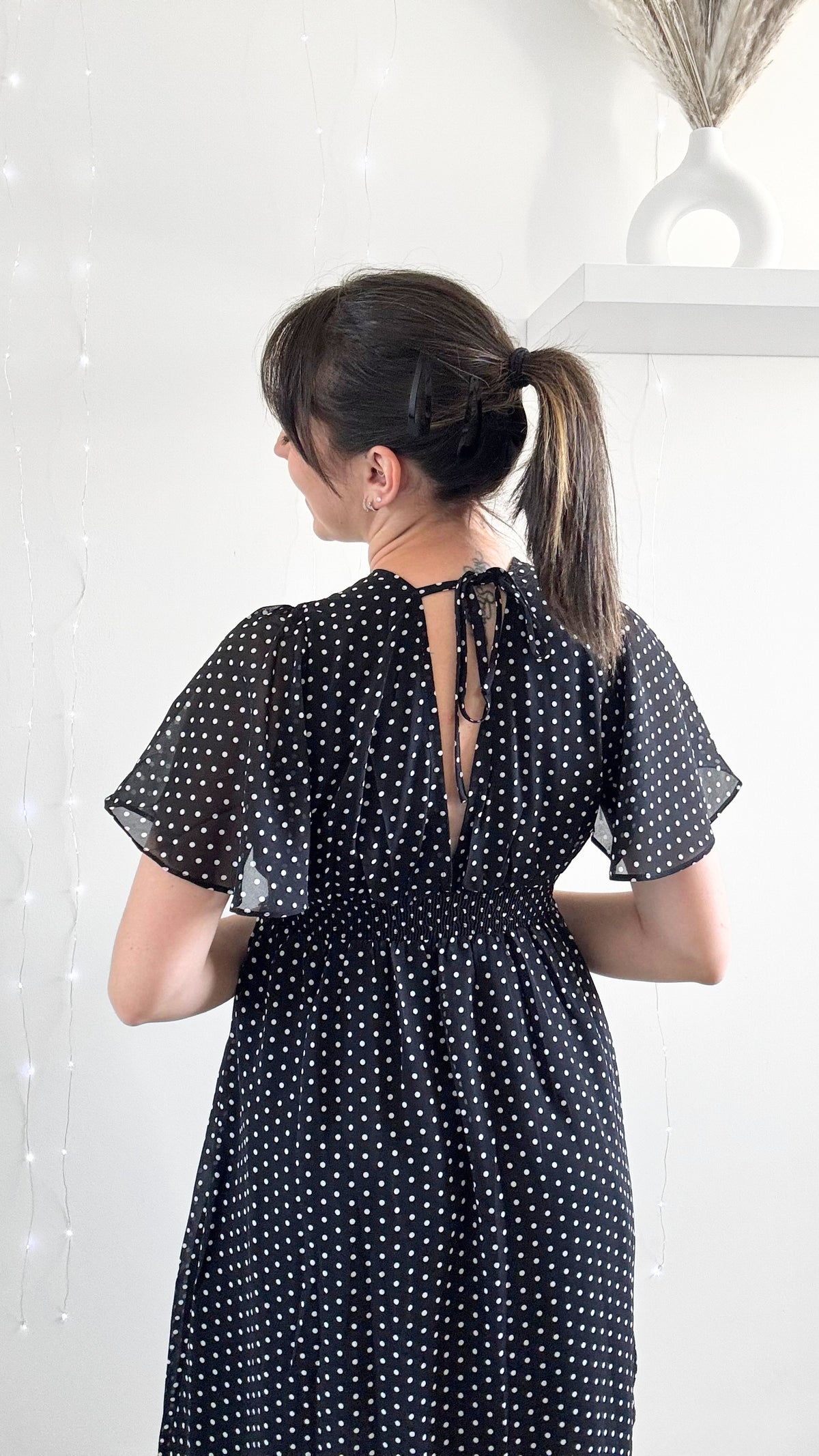 Robe Courte À Pois STELLA Noir