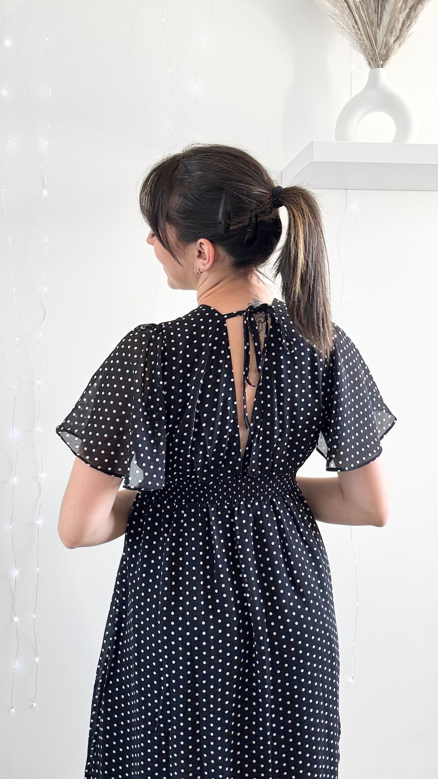 Robe Courte À Pois STELLA Noir