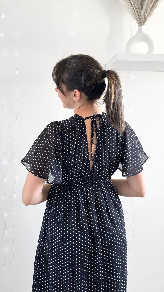 Robe Courte À Pois STELLA Noir