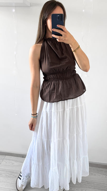 Jupe Longue CÉLIA En Coton Blanc