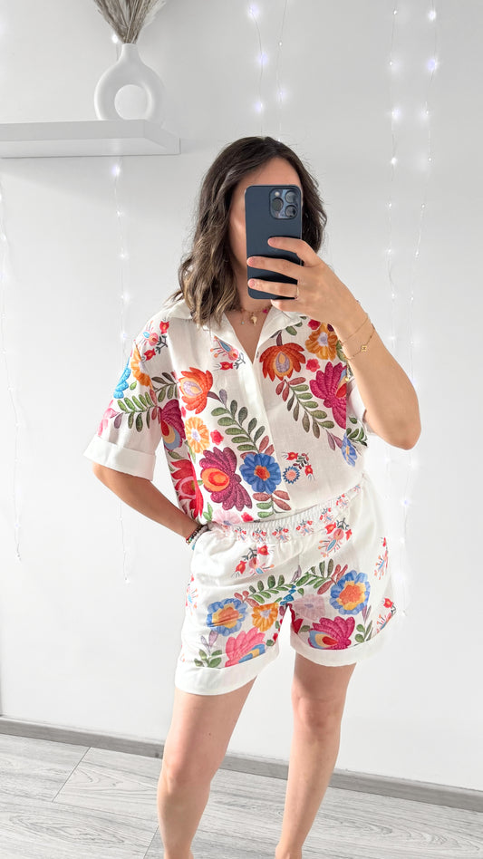Short À Motifs GABRIELA Blanc