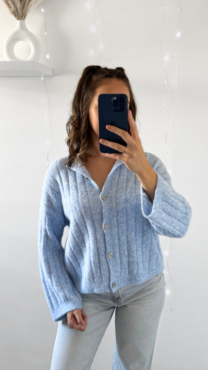 Gilet Côtelé ESTELLE Bleu Clair