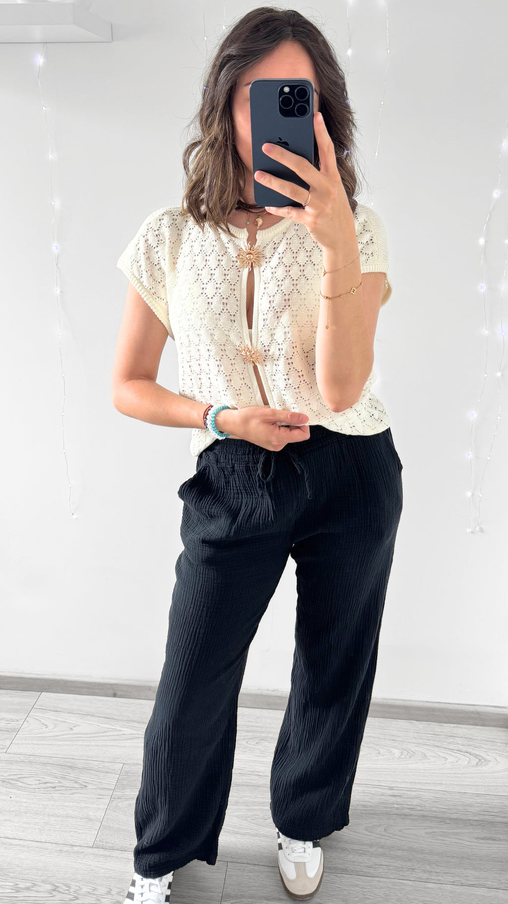 Pantalon Gaze De Coton LILOU Noir