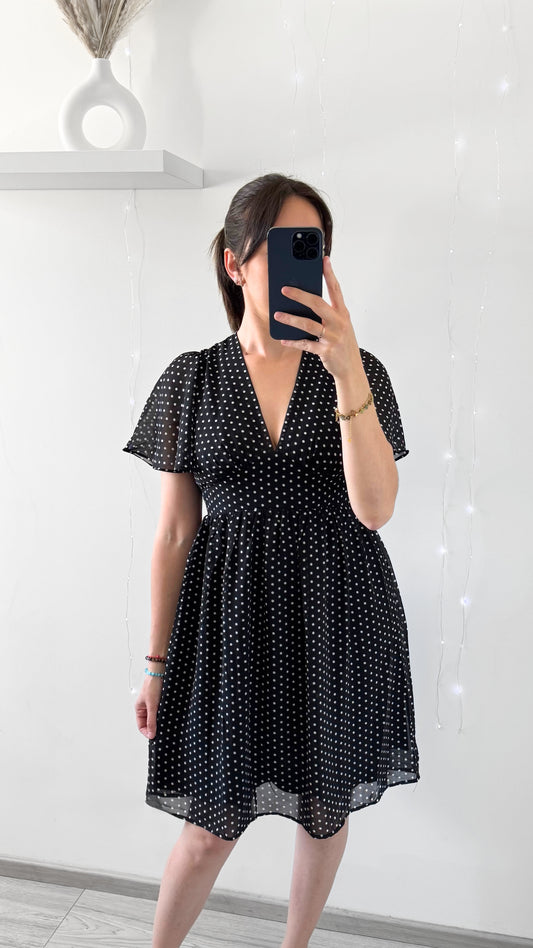 Robe Courte À Pois STELLA Noir