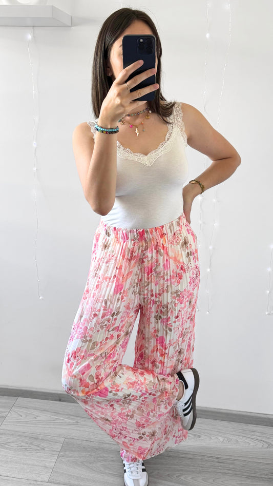 Pantalon Plissé FLORA Rose Pale