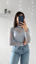 Sous Pull Dentelle ELLOH Bleu Ciel