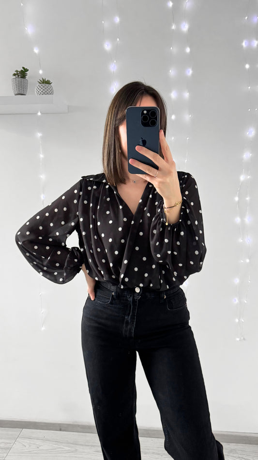 Body À Pois ANNABELLE Noir