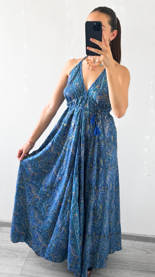 Robe Bohème Dos Nu BLEU