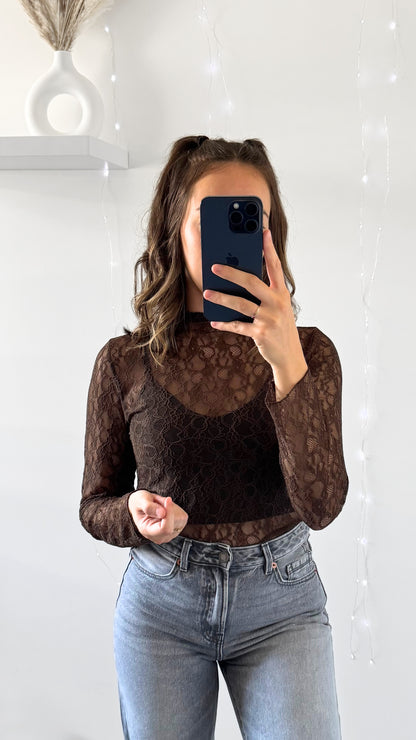 Sous Pull Dentelle ELY Chocolat