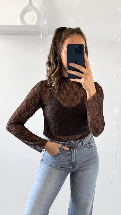 Sous Pull Dentelle ELY Chocolat