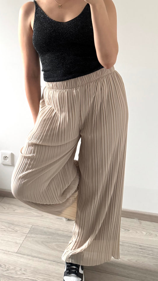 Pantalon plissé ROMANE Beige