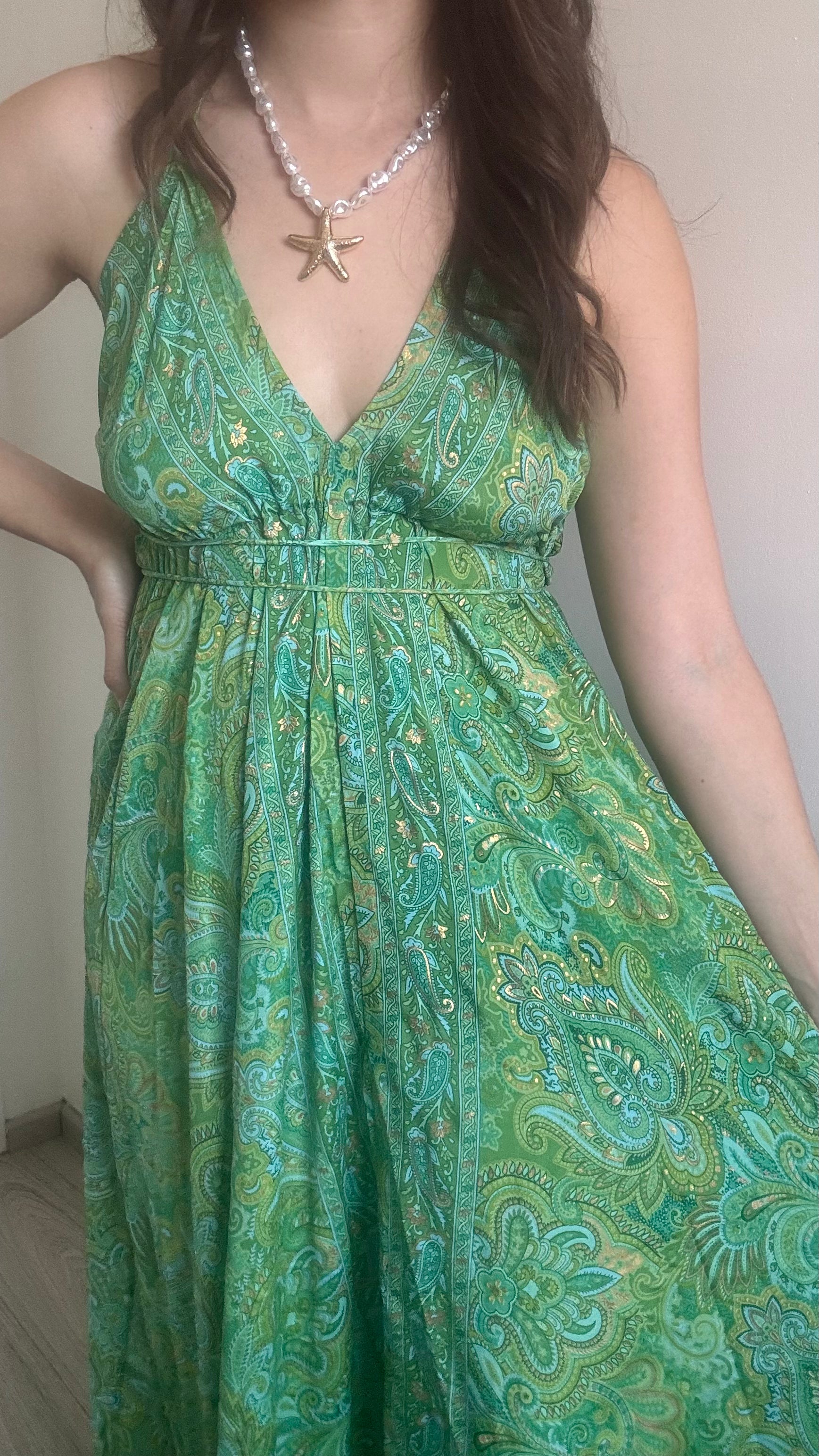 Robe Bohème Dos Nu VERT
