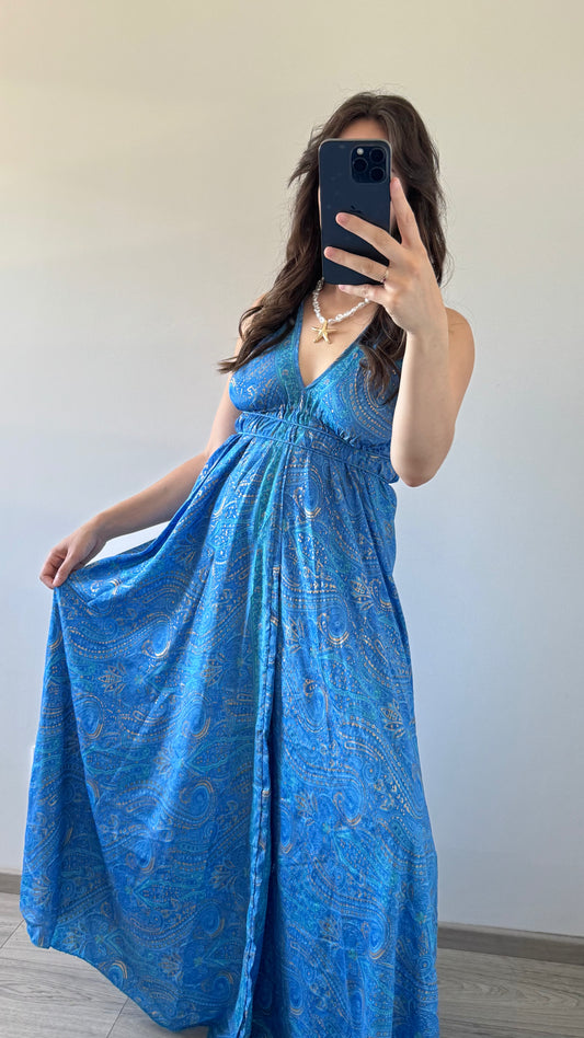 Robe Bohème Dos Nu BLEU